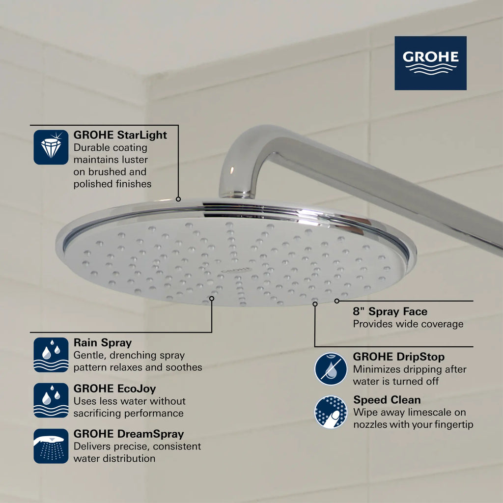 210 Shower Head, 8" - 1 Spray, 1.75 GPM (6.6 L/min)