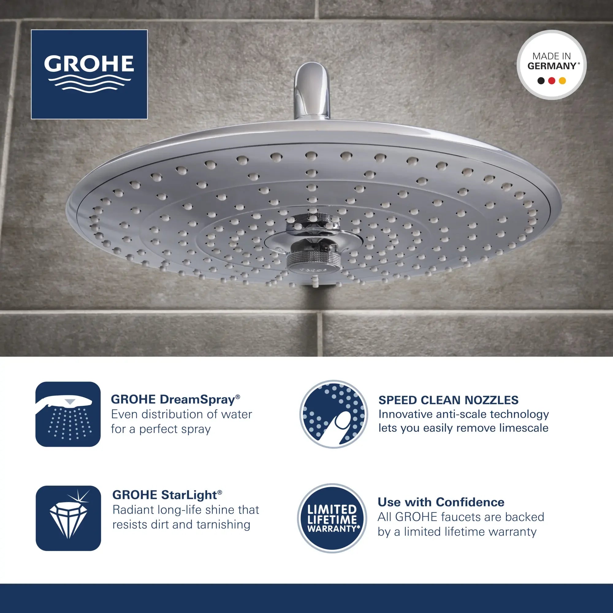 260 Shower Head, 10" - 3 Sprays, 1.75 gpm