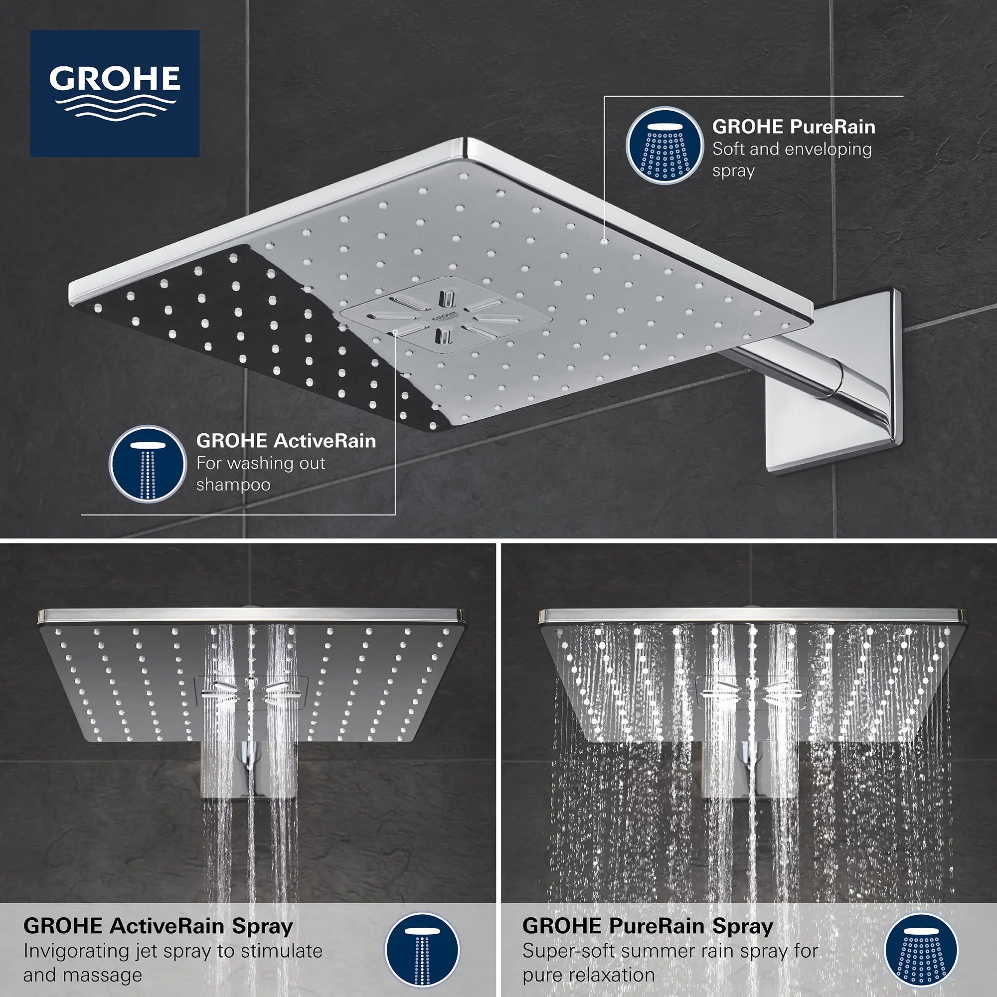 310 Shower Head Set, 12" - 2 Sprays, 1.75 GPM (6.6 L/min)