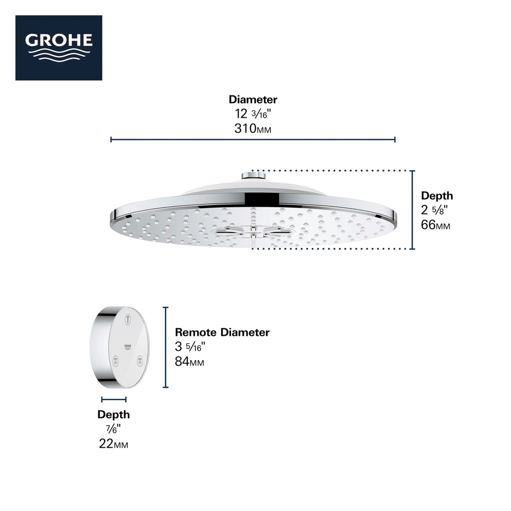 Shower Head with Remote, 12" - 2 Sprays, 1.75 GPM (6.6 L/min)