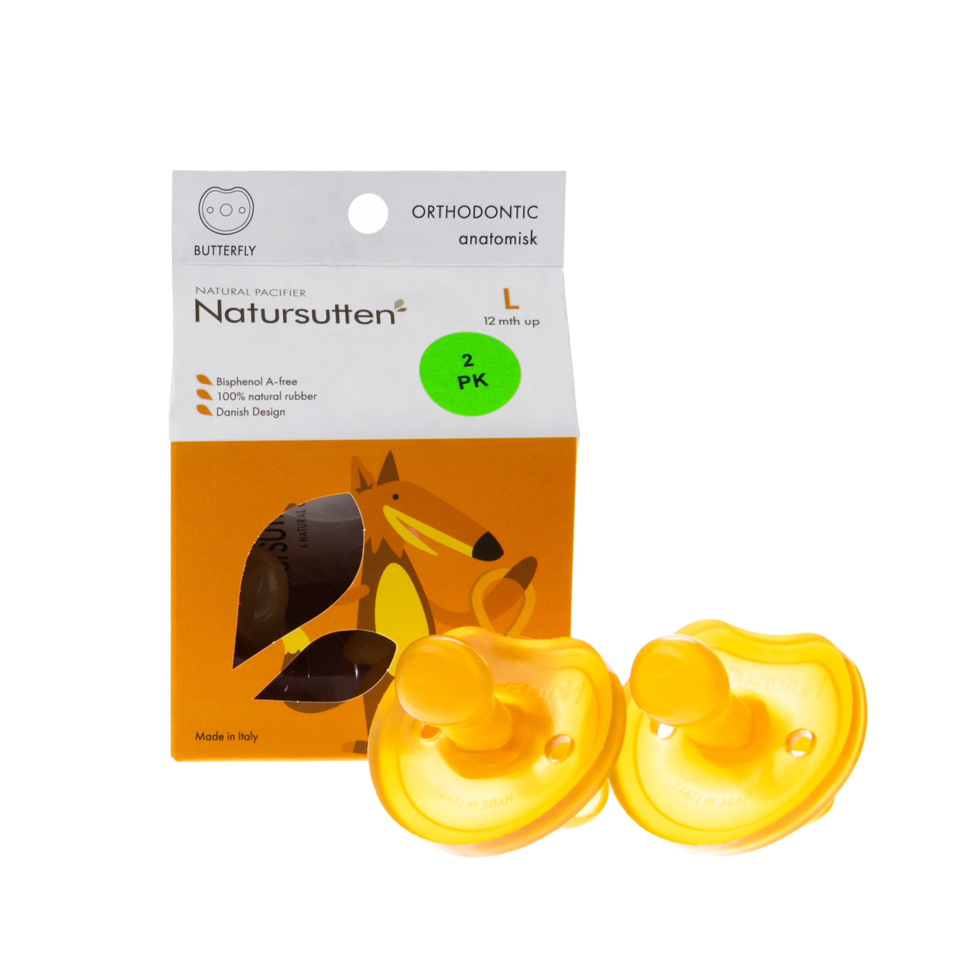 Natursutten Orthodontic Pacifier with Butterfly Shield (Set of Two)