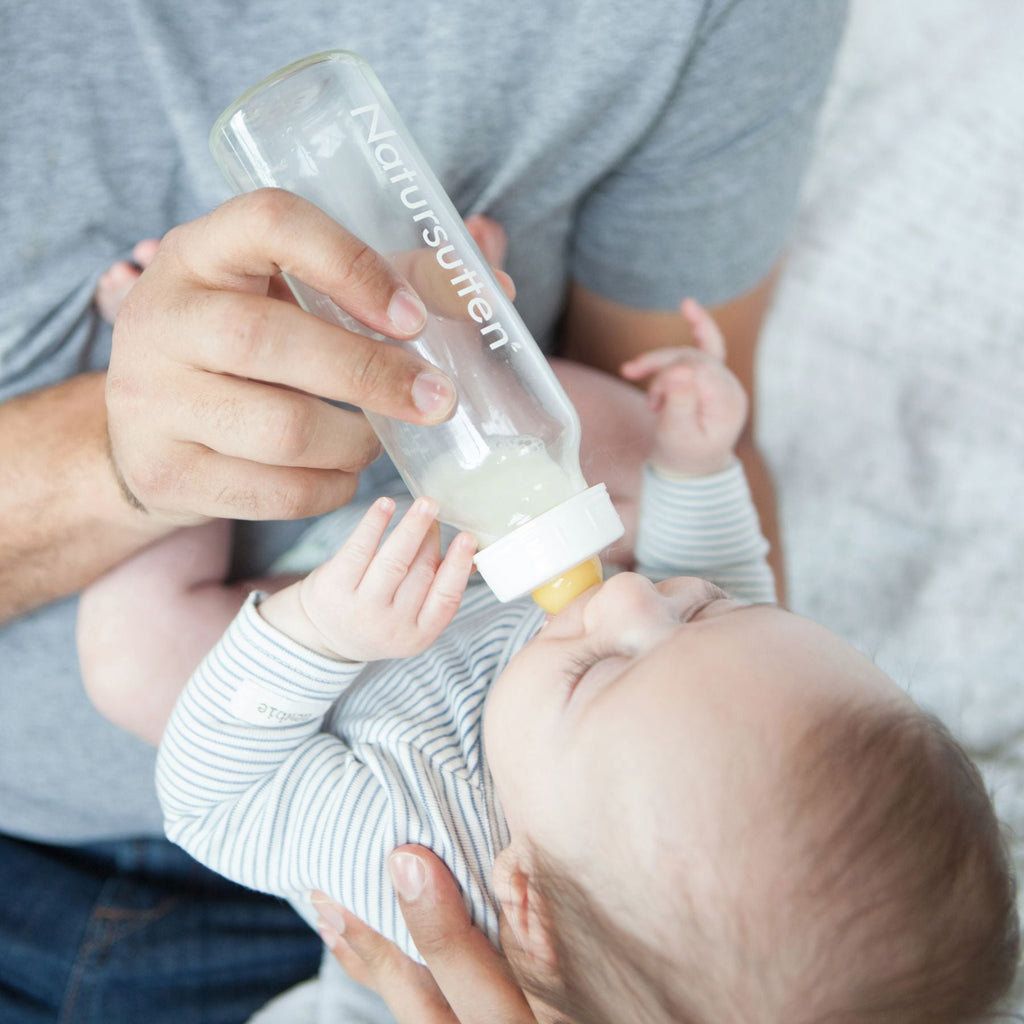 Set of Two Natursutten Glass Baby Bottles (S,L)
