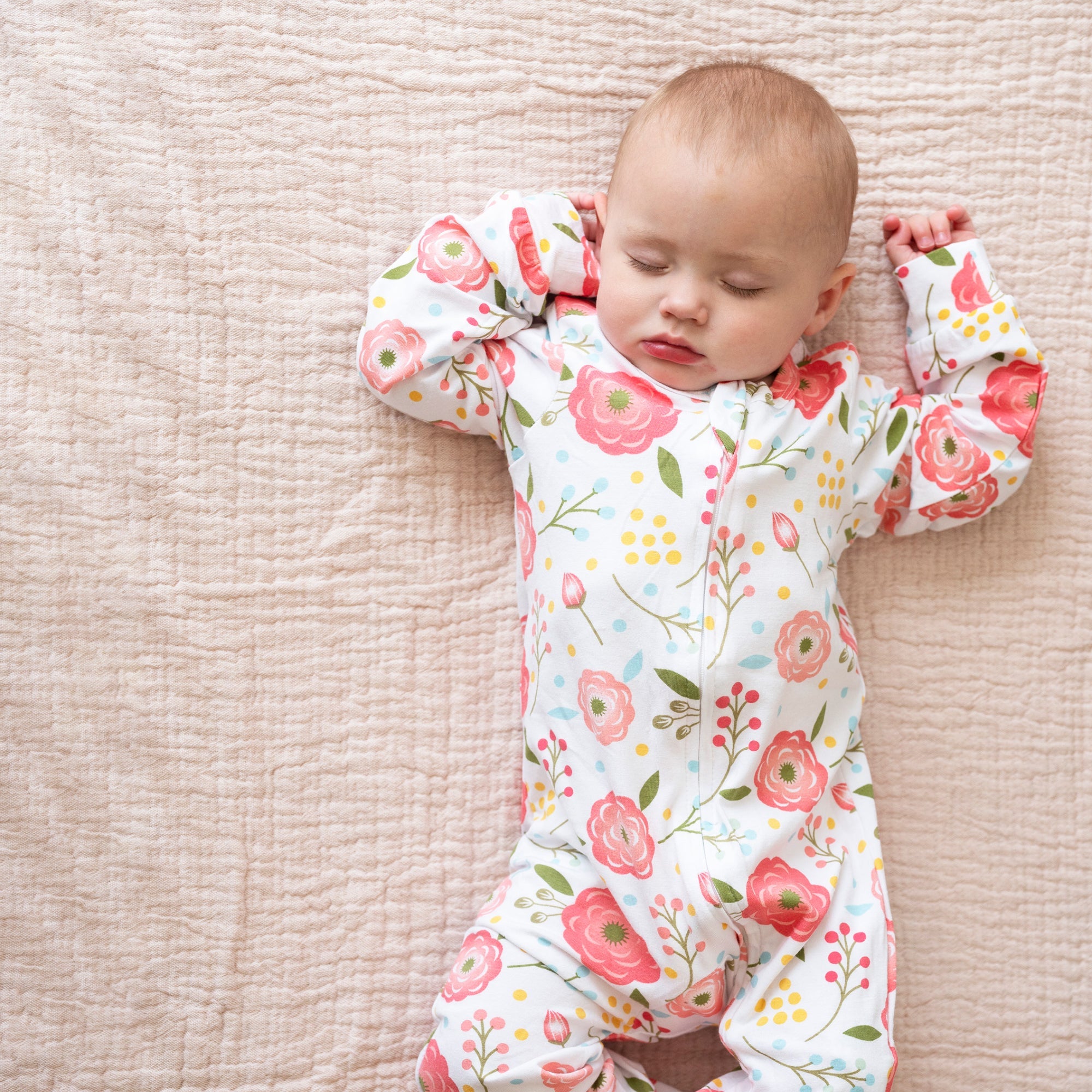 Sleeping Baby Pink Poppy One-Piece Pajama