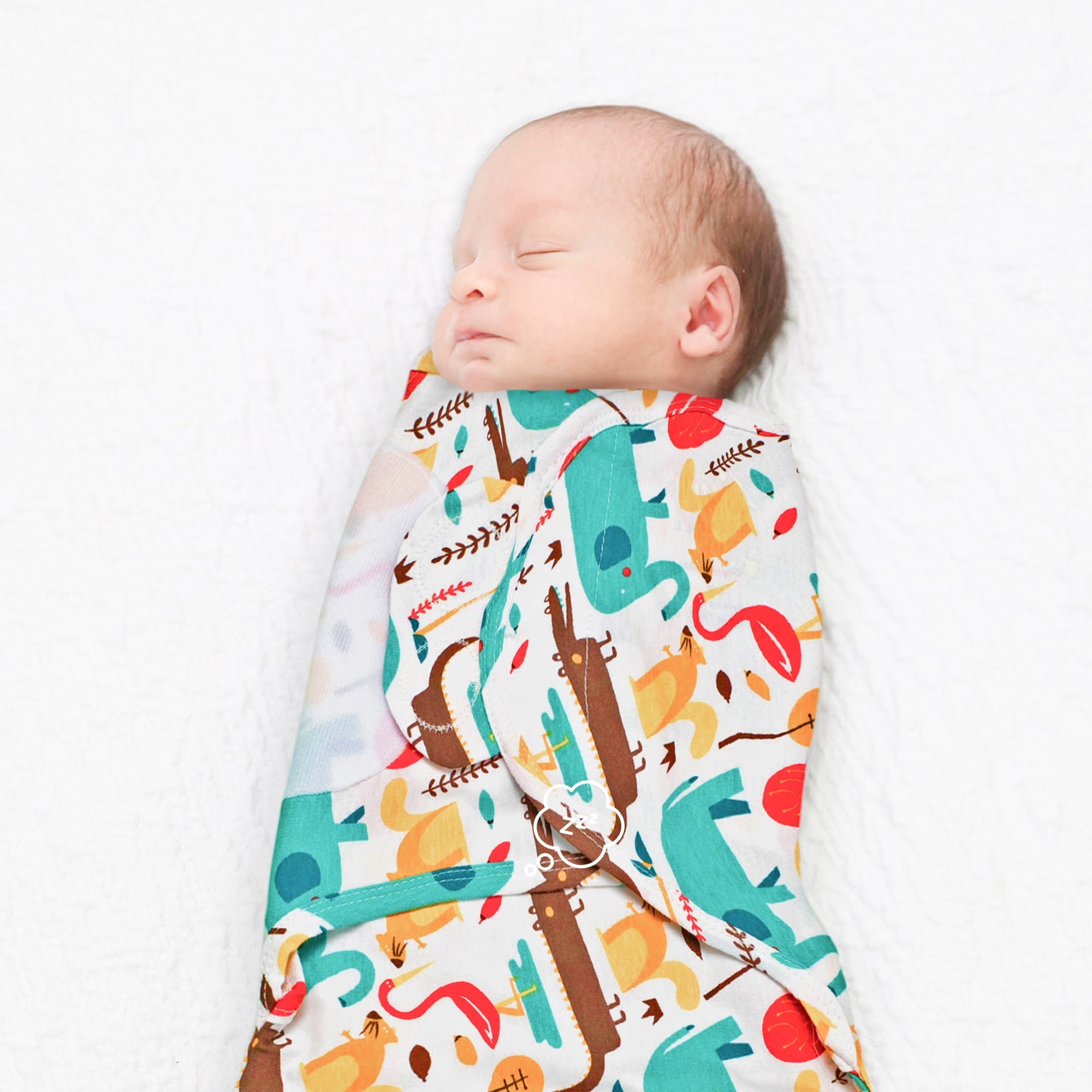 Sleeping Baby Modern Animals Zippy Swaddle