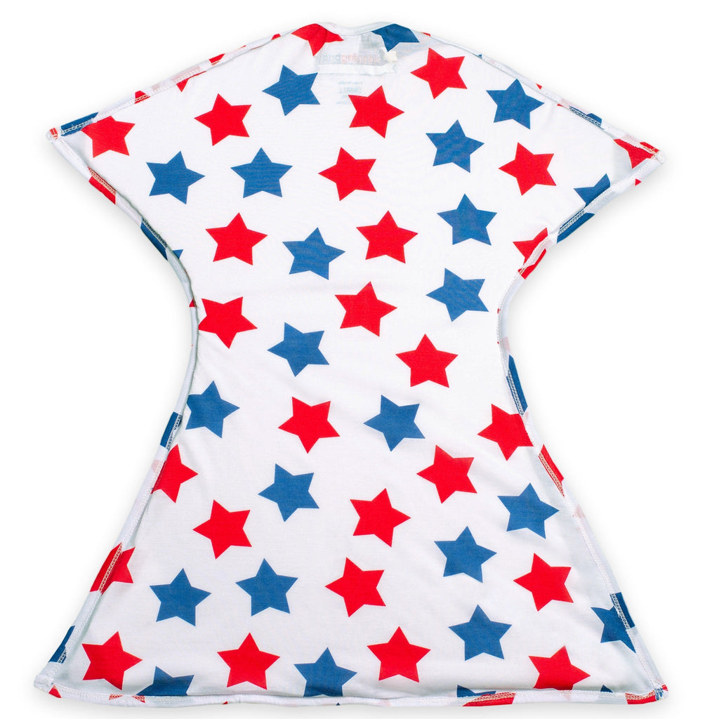 Sleeping Baby Blue & Red Stars Zipadee-Zip Swaddle Transition - Lightweight