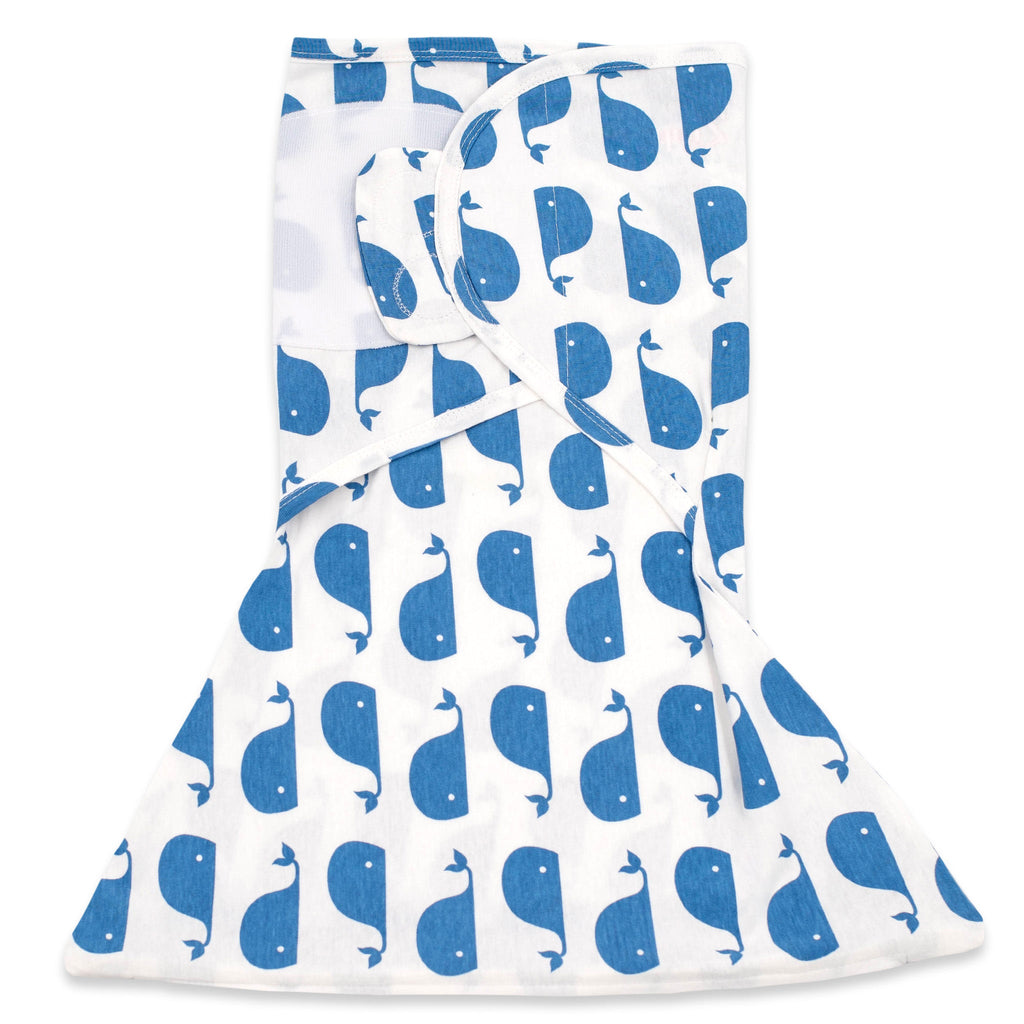Sleeping Baby Large Blue Whales Zippy Swaddle